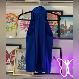 Blue neck wrap blouse